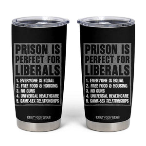 Prison Is Perfect For Liberals Tumbler Cup Satirical List Retro Grunge Conservative Humor