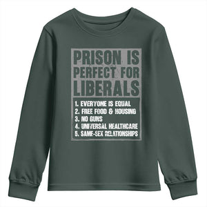 Prison Is Perfect For Liberals Youth Sweatshirt Satirical List Retro Grunge Conservative Humor