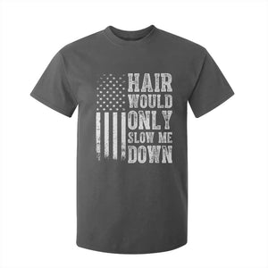 Funny Bald Pride Hair Would Only Slow Me Down T Shirt For Kid Distressed Patriotic US Flag Bald Men Joke