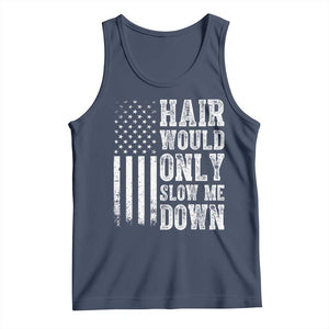Funny Bald Pride Hair Would Only Slow Me Down Tank Top Distressed Patriotic US Flag Bald Men Joke
