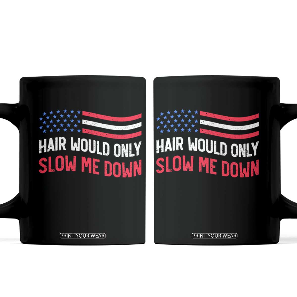 Hair Would Only Slow Me Down Retro Groovy Coffee Mug Patriotic Waving Flag Comedic Bald Pride