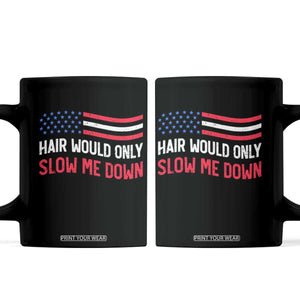 Hair Would Only Slow Me Down Retro Groovy Coffee Mug Patriotic Waving Flag Comedic Bald Pride