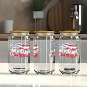 Hair Would Only Slow Me Down Retro Groovy Glass Can Patriotic Waving Flag Comedic Bald Pride TS02 Print Your Wear