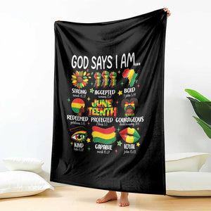 God Says I Am Juneteenth Christian Throw Blanket Pan-African Afrocentric Faith Bible Verses Freedom Day