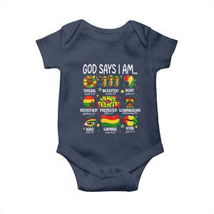 God Says I Am Juneteenth Christian Baby Onesie Pan-African Afrocentric Faith Bible Verses Freedom Day