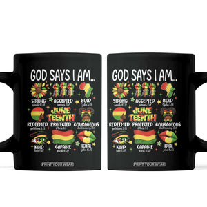 God Says I Am Juneteenth Christian Coffee Mug Pan-African Afrocentric Faith Bible Verses Freedom Day