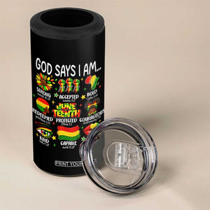 God Says I Am Juneteenth Christian 4 in 1 Can Cooler Tumbler Pan-African Afrocentric Faith Bible Verses Freedom Day