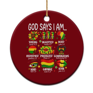 God Says I Am Juneteenth Christian Ceramic Ornament Pan-African Afrocentric Faith Bible Verses Freedom Day