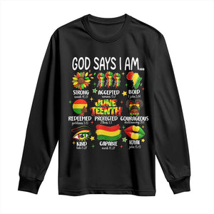 God Says I Am Juneteenth Christian Long Sleeve Shirt Pan-African Afrocentric Faith Bible Verses Freedom Day