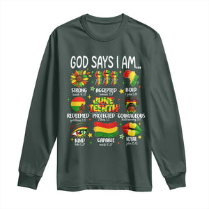 God Says I Am Juneteenth Christian Long Sleeve Shirt Pan-African Afrocentric Faith Bible Verses Freedom Day