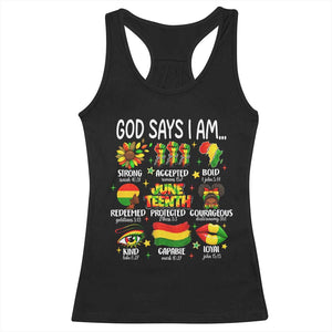 God Says I Am Juneteenth Christian Racerback Tank Top Pan-African Afrocentric Faith Bible Verses Freedom Day