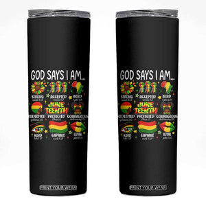God Says I Am Juneteenth Christian Skinny Tumbler Pan-African Afrocentric Faith Bible Verses Freedom Day