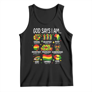 God Says I Am Juneteenth Christian Tank Top Pan-African Afrocentric Faith Bible Verses Freedom Day