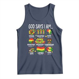 God Says I Am Juneteenth Christian Tank Top Pan-African Afrocentric Faith Bible Verses Freedom Day