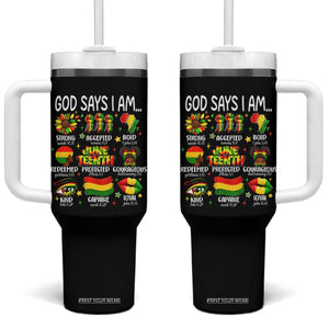 God Says I Am Juneteenth Christian Tumbler With Handle Pan-African Afrocentric Faith Bible Verses Freedom Day