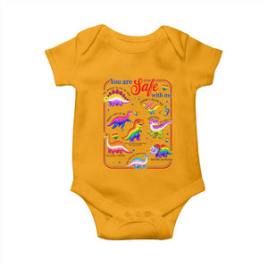 Cute Rainbow Dinosaur LGBTQ Ally Baby Onesie You Are Safe With Me Pride Month