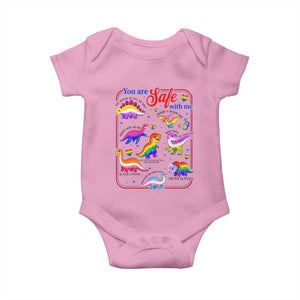 Cute Rainbow Dinosaur LGBTQ Ally Baby Onesie You Are Safe With Me Pride Month