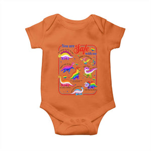 Cute Rainbow Dinosaur LGBTQ Ally Baby Onesie You Are Safe With Me Pride Month