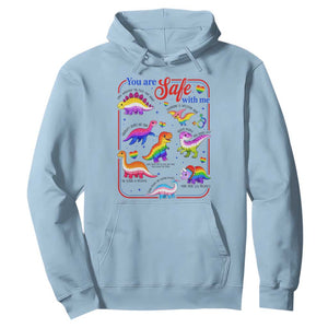 Cute Rainbow Dinosaur LGBTQ Ally Hoodie You Are Safe With Me Pride Month