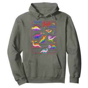 Cute Rainbow Dinosaur LGBTQ Ally Hoodie You Are Safe With Me Pride Month