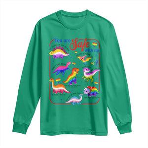 Cute Rainbow Dinosaur LGBTQ Ally Long Sleeve Shirt You Are Safe With Me Pride Month
