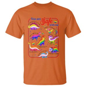Cute Rainbow Dinosaur LGBTQ Ally T Shirt You Are Safe With Me Pride Month