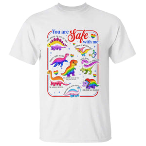 Cute Rainbow Dinosaur LGBTQ Ally T Shirt You Are Safe With Me Pride Month