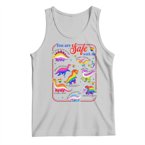 Cute Rainbow Dinosaur LGBTQ Ally Tank Top You Are Safe With Me Pride Month