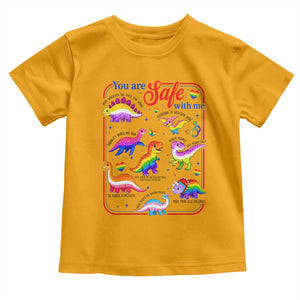 Cute Rainbow Dinosaur LGBTQ Ally Toddler T Shirt You Are Safe With Me Pride Month