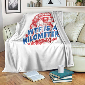 WTF Is A Kilometer Funny American Bald Eagle Throw Blanket Patriotic 4th of July Humor