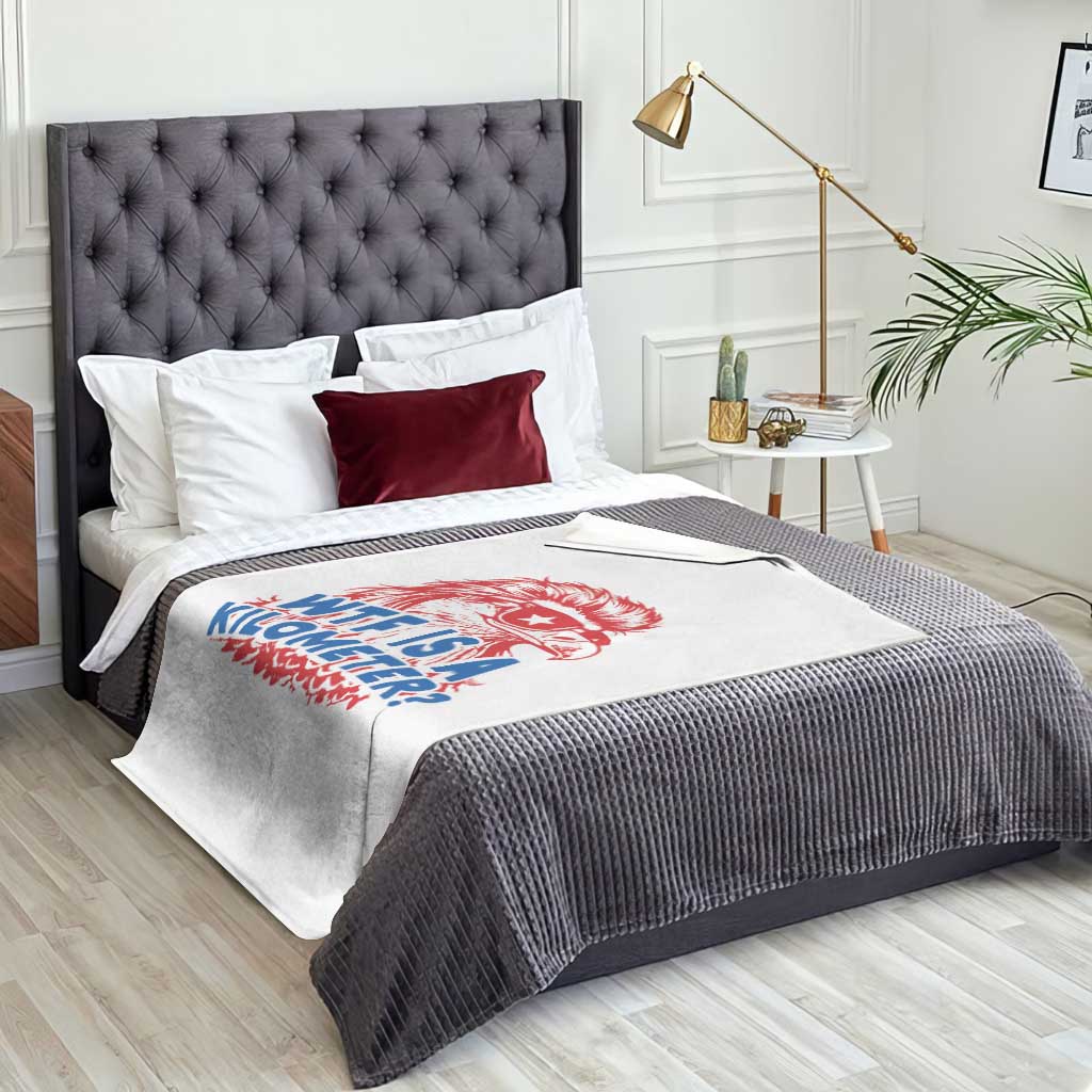 WTF Is A Kilometer Funny American Bald Eagle Throw Blanket Patriotic 4th of July Humor