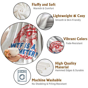 WTF Is A Kilometer Funny American Bald Eagle Throw Blanket Patriotic 4th of July Humor