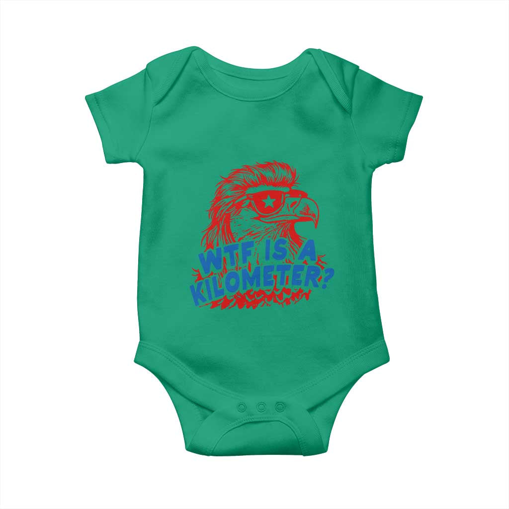 WTF Is A Kilometer Funny American Bald Eagle Baby Onesie Patriotic 4th of July Humor