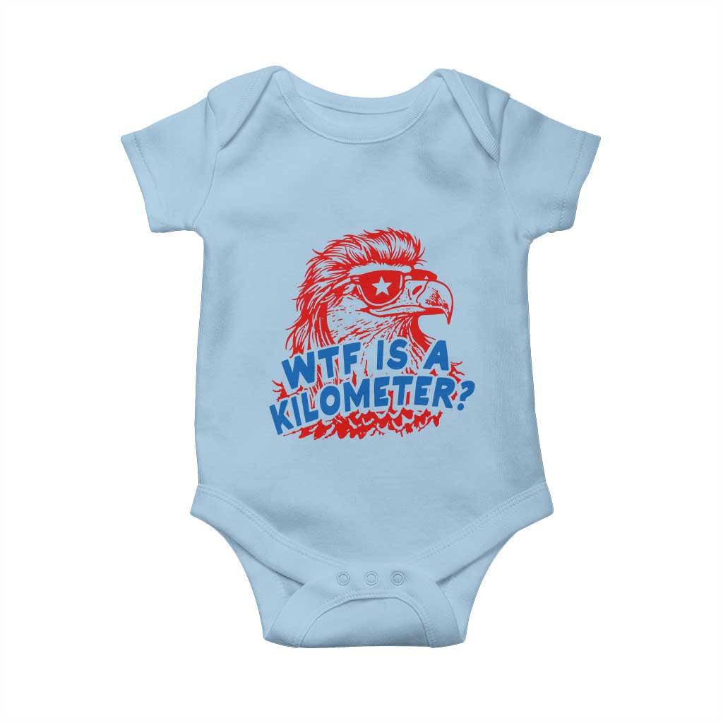WTF Is A Kilometer Funny American Bald Eagle Baby Onesie Patriotic 4th of July Humor