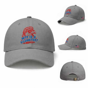 WTF Is A Kilometer Funny American Bald Eagle Baseball Cap Patriotic 4th of July Humor