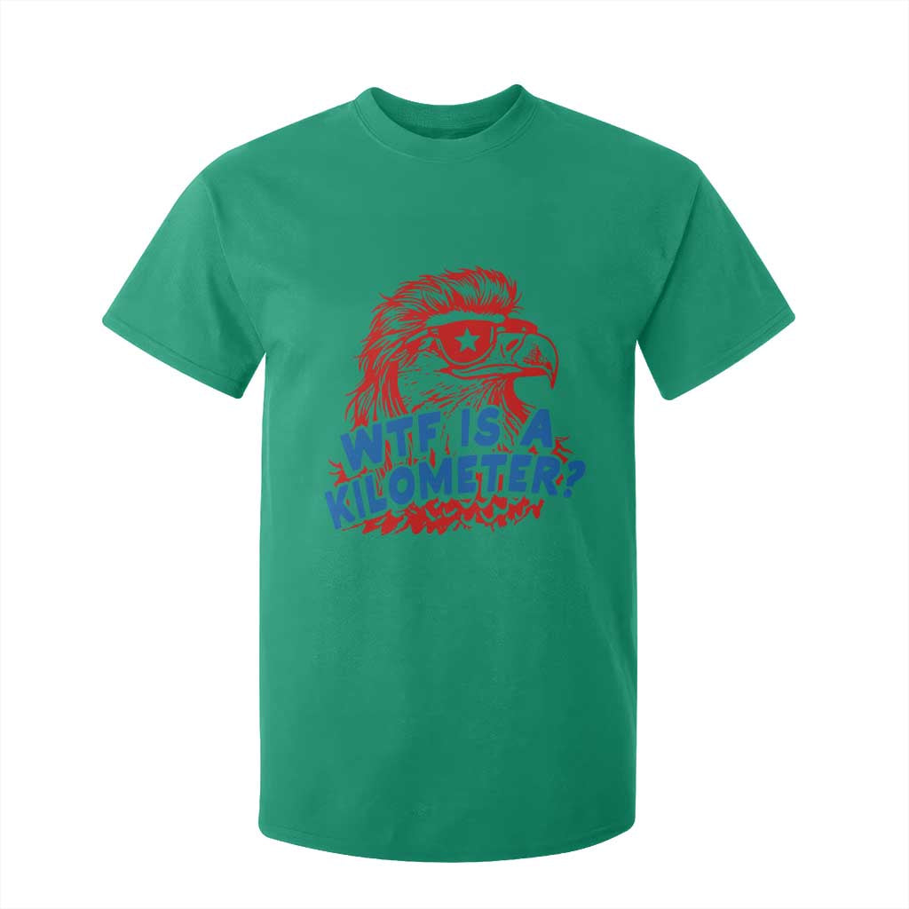 WTF Is A Kilometer Funny American Bald Eagle T Shirt For Kid Patriotic 4th of July Humor