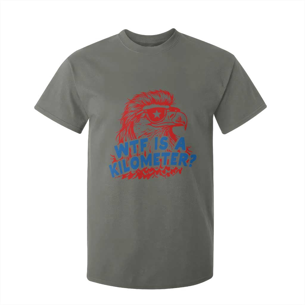 WTF Is A Kilometer Funny American Bald Eagle T Shirt For Kid Patriotic 4th of July Humor