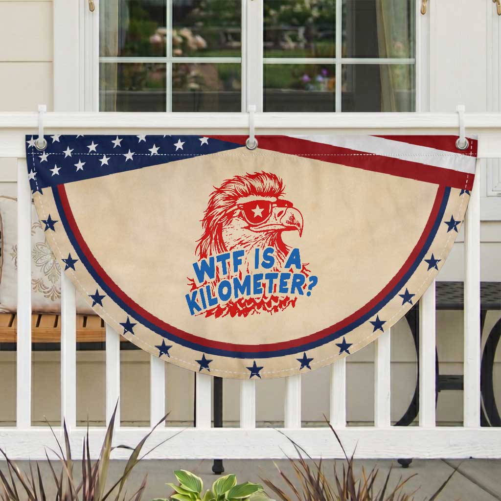 WTF Is A Kilometer Funny American Bald Eagle Patriotic Fan Flag 4th of July Humor
