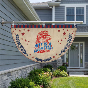 WTF Is A Kilometer Funny American Bald Eagle Patriotic Fan Flag 4th of July Humor