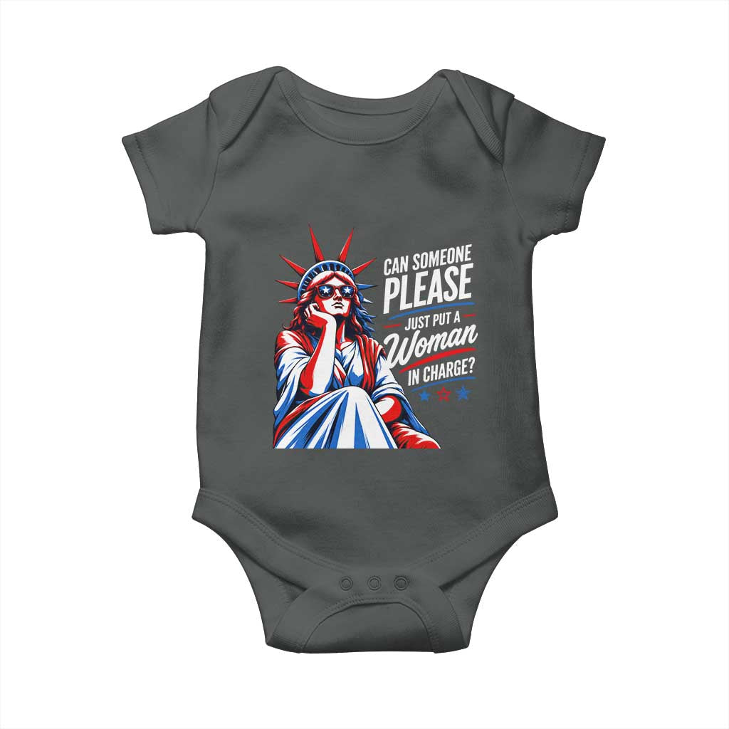 Patriotic Lady Liberty Feminist Graphic Baby Onesie Can Someone Please Just Put A Woman In Charge Funny Feminism