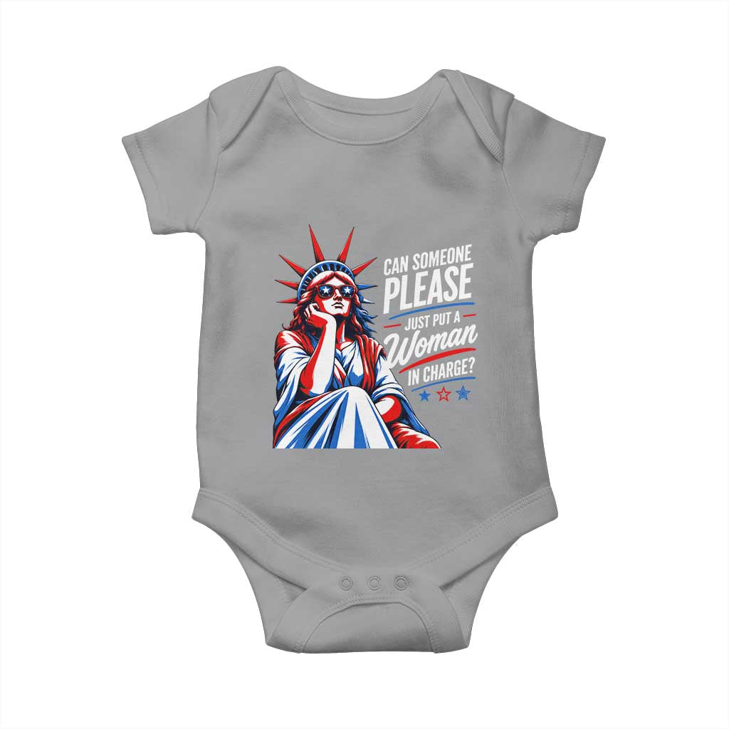 Patriotic Lady Liberty Feminist Graphic Baby Onesie Can Someone Please Just Put A Woman In Charge Funny Feminism