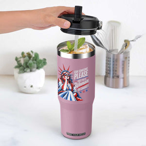 Patriotic Lady Liberty Feminist Graphic Flip Straw Tumbler Can Someone Please Just Put A Woman In Charge Funny Feminism