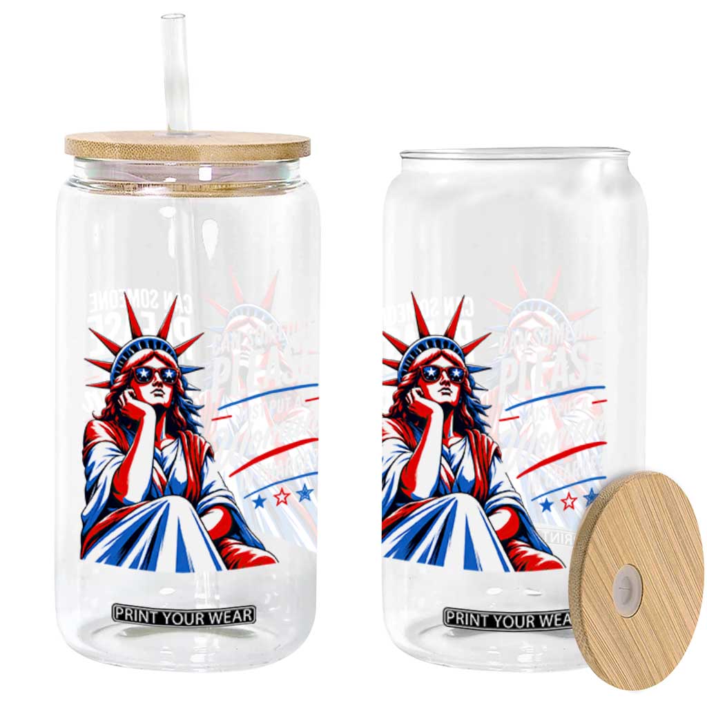 Patriotic Lady Liberty Feminist Graphic Glass Can Can Someone Please Just Put A Woman In Charge Funny Feminism TS02 Print Your Wear