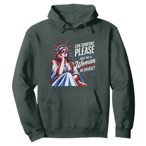 Patriotic Lady Liberty Feminist Graphic Hoodie Can Someone Please Just Put A Woman In Charge Funny Feminism