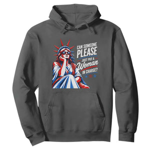 Patriotic Lady Liberty Feminist Graphic Hoodie Can Someone Please Just Put A Woman In Charge Funny Feminism