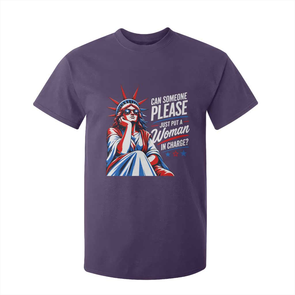 Patriotic Lady Liberty Feminist Graphic T Shirt For Kid Can Someone Please Just Put A Woman In Charge Funny Feminism