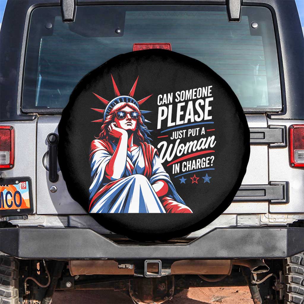 Patriotic Lady Liberty Feminist Graphic Spare Tire Cover Can Someone Please Just Put A Woman In Charge Funny Feminism
