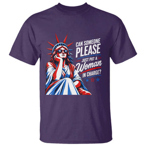 Patriotic Lady Liberty Feminist Graphic T Shirt Can Someone Please Just Put A Woman In Charge Funny Feminism