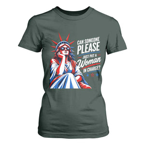 Patriotic Lady Liberty Feminist Graphic T Shirt For Women Can Someone Please Just Put A Woman In Charge Funny Feminism