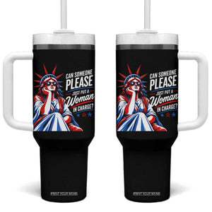 Patriotic Lady Liberty Feminist Graphic Tumbler With Handle Can Someone Please Just Put A Woman In Charge Funny Feminism